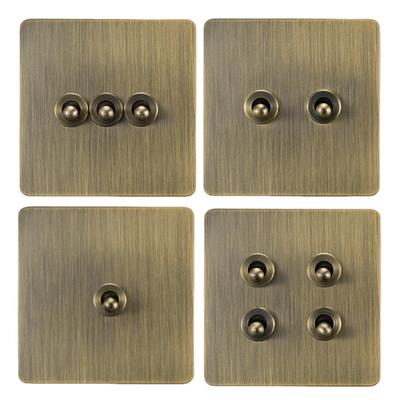 Bronze Antique Glass Retro Toggle Wall Socket, 13A British Standard, for Hong Kong, Singapore, Malaysia & Middle East