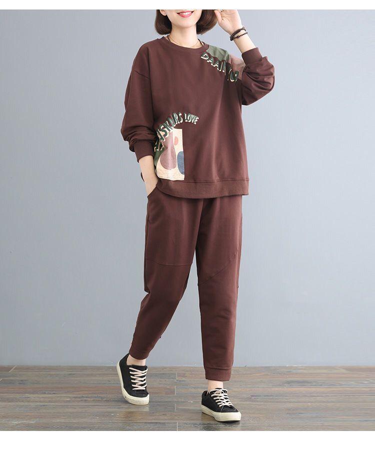 Plus Size Women's Two-Piece Suit - Autumn Loose Fit for Comfort and Style, Perfect for Covering Belly Fat