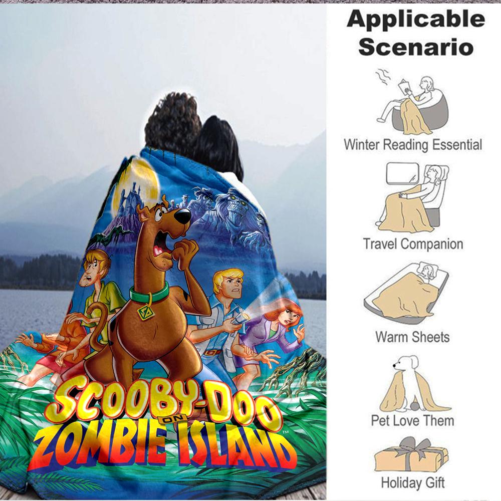 1Pc Scoobydoo Zombie Island Flannel Blanket, Soft And Comfortable, Casual Warm, Camping Travel, Christmas, Halloween Xmas Gift L1170