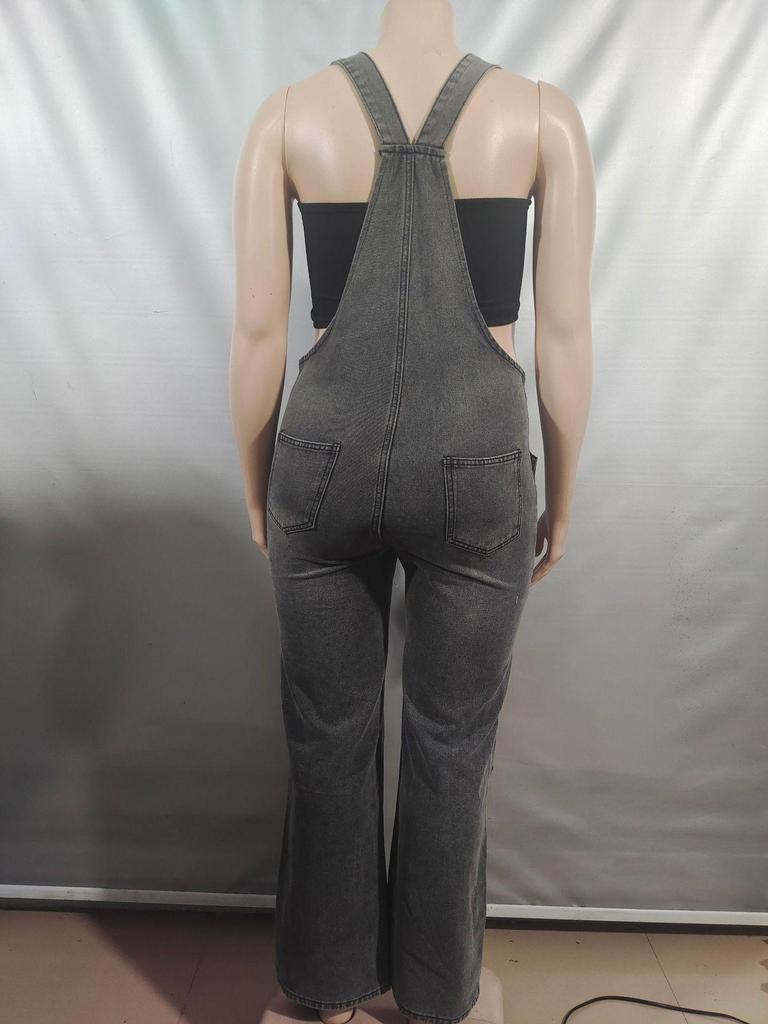 Women's European & American Denim Overalls - Summer Casual Zipper Washed One-piece Long Pants
