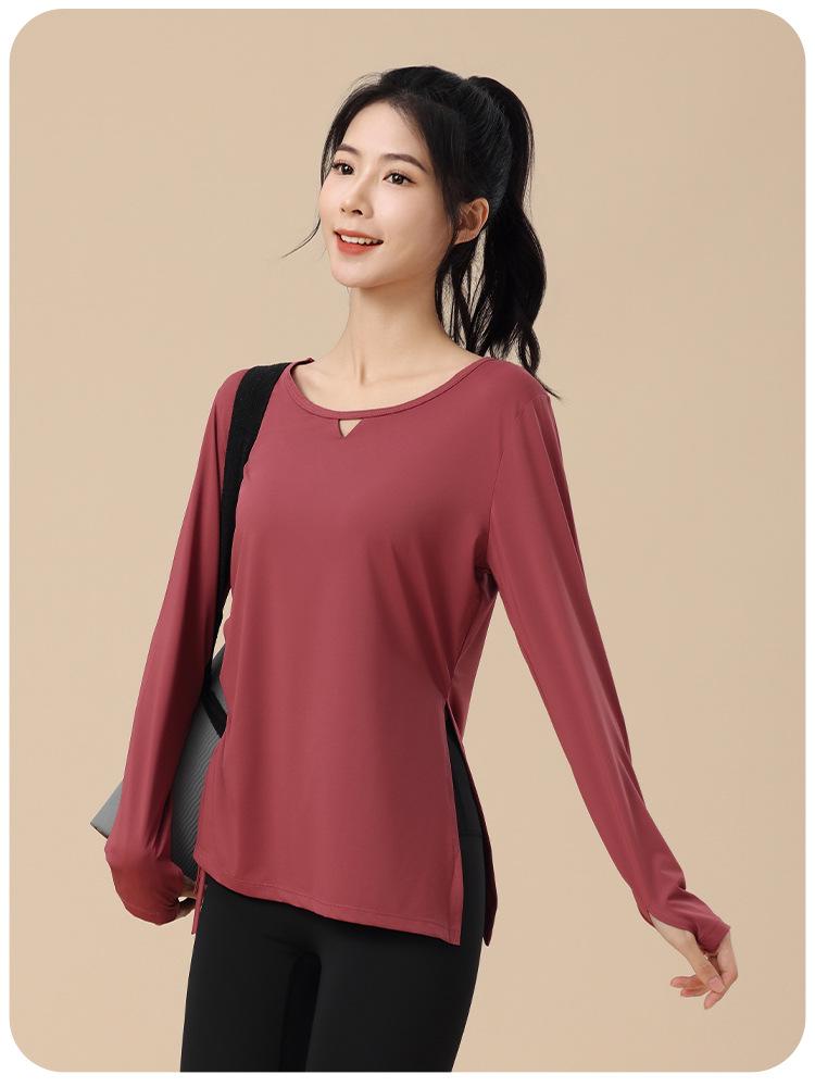 Women's Plus Size Long Sleeve Sports Top - Autumn Slimming, Breathable Yoga & Running T-shirt