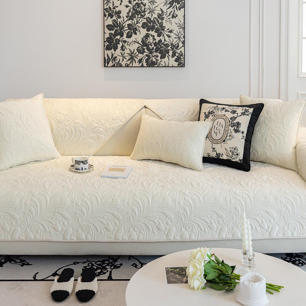 Cojín de Sofá de Terciopelo Cristal de Invierno Nuevo Estilo Crema Francés Claro Funda Funda Paño Cojín de Sofá de Cuero