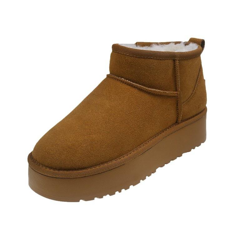Zhou Dongyu of the same style~ Ziyanjia wool integrated warm thick-soled snow boots women's 2024 winter new short cotton shoes