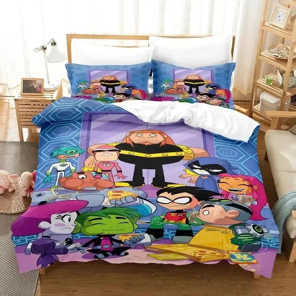 Stampa 3D Cartone Animato Titani Teen Go Set Biancheria da Letto Copripiumino Set Letto Coperta Federa King Queen Size Ragazzi Adulti