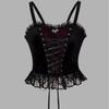 Womens Sexy Bustier Corset Top Eyelet Lace-up Floral Print Push Up Crop Tops Vintage Tank Top Party Clubwear Bodice