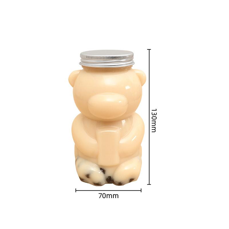 500ML Kawaii Bär Wasserflasche Für Milchtee Kaffee Saft Tragbarer Trinkbecher Transparent Getränkeflasche Mit Deckel