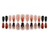 24PCS Almond Fake Nails with  Flame Pattern Printed High Gloss Press On Nails for Halloween Party Costume