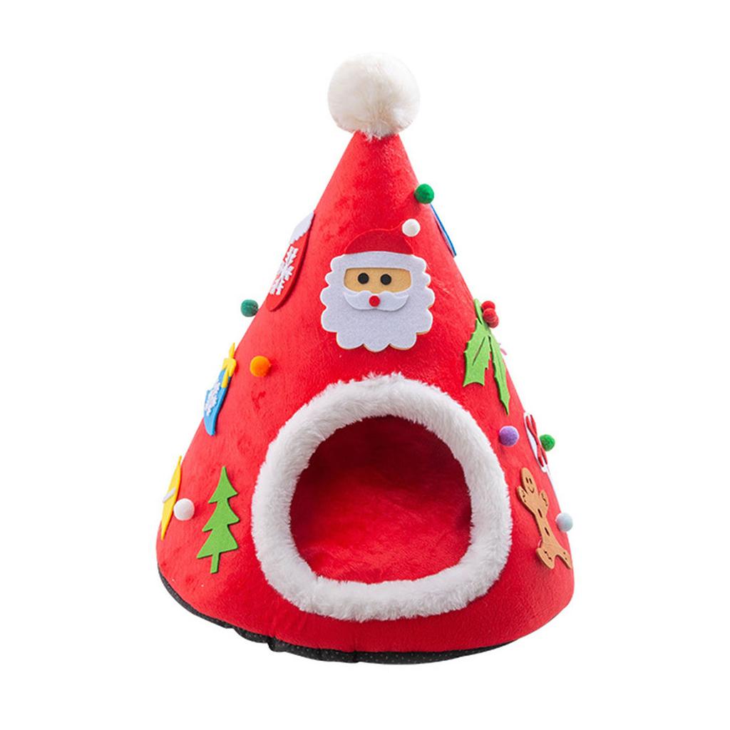 Warm Cat Cave Bed for Indoor Cats Washable Self-Warming Beds Calming Tent House for Puppies Small Dogs Non-Slip Bottom