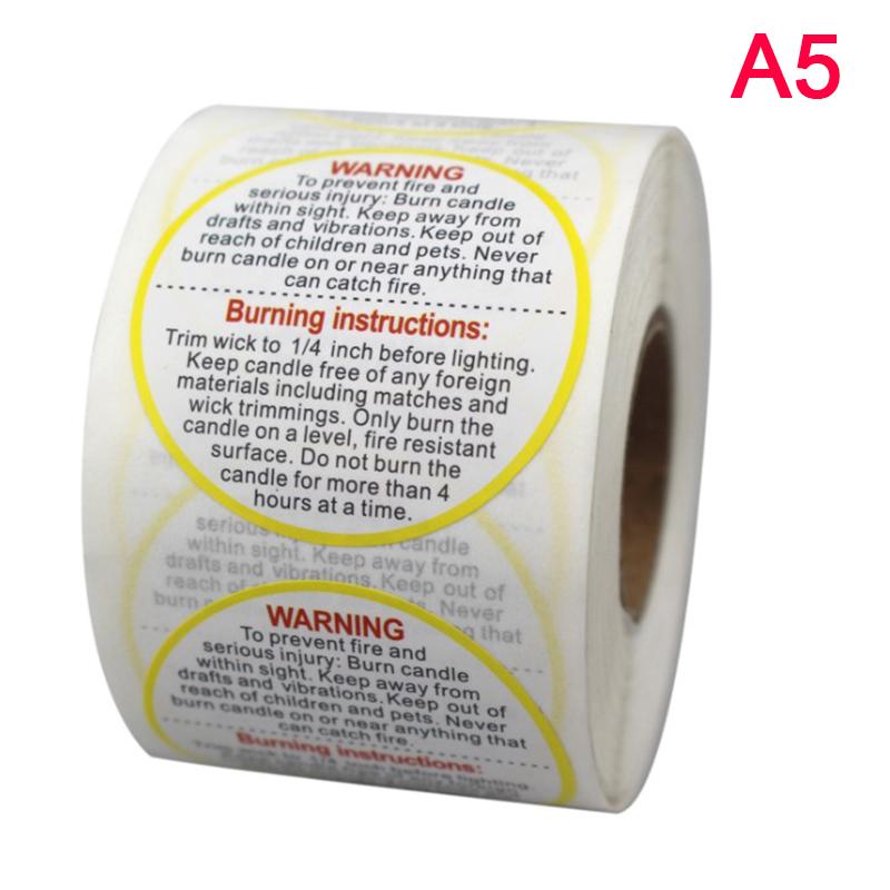 1Roll Fragile Stickers Candle Warning Label Candle Jar Container Stickers Waterproof Wax Melting Safety Label Vow Sticker Label