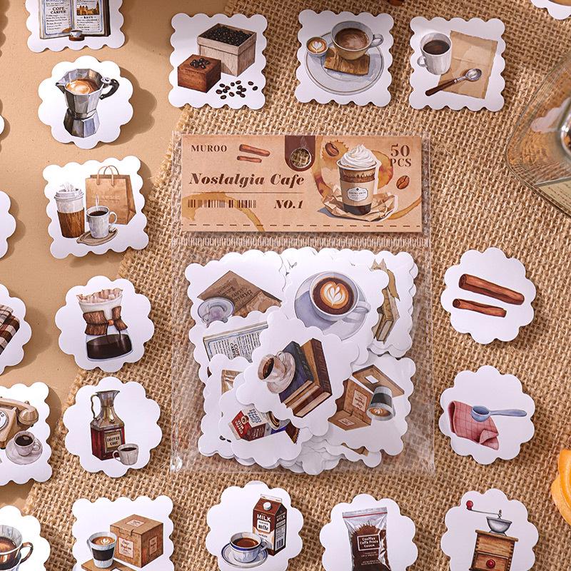 Mu Ran 50 Sheets Bread Cartoon Stickers: Decorative DIY Journal Pack with High-End Feel
