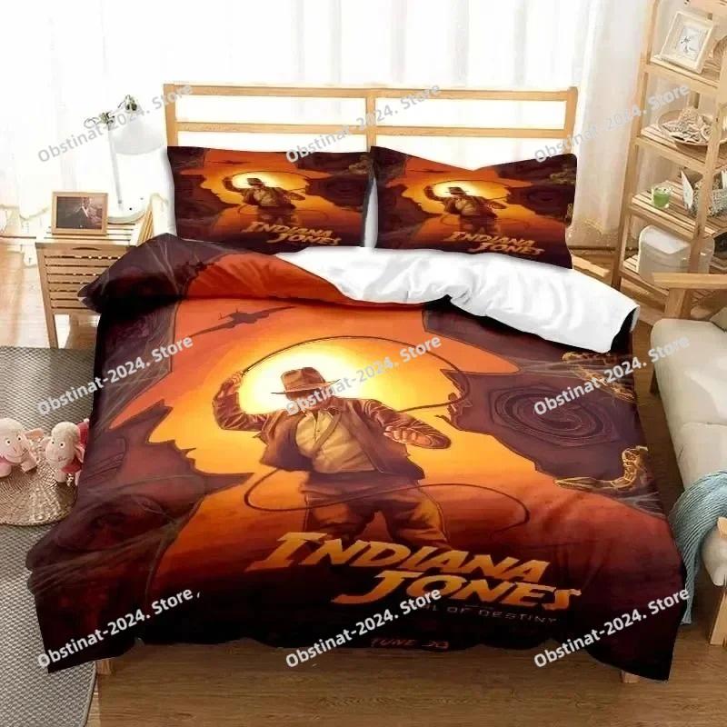 Indiana Jones Das Rad des Schicksals Stilvolles Bettwäsche-Set Bedruckte Bettbezug Laken Kissenbezug Weiche Steppdeckenbezug Voll Queen King Size