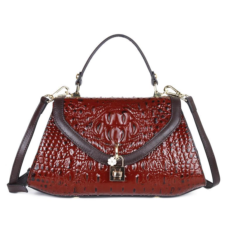 Johnature Retro Alligator Pattern Genuine Leather Women Handbags Leisure Cowhide Large Capacity Shoulder&crossbody Bags