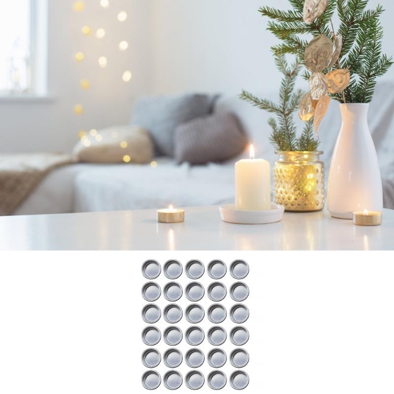 30Pieces Candle Making Kits Aluminum Tins Jars Cups for DIY Scented Candle and Crafts Tealight Round Containers Mold