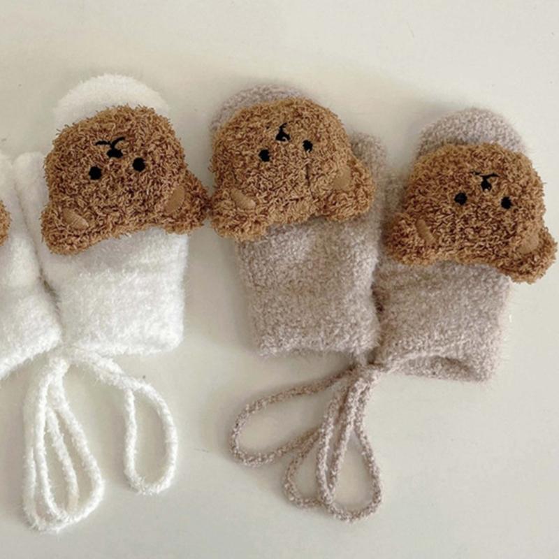 Futrzane Rękawiczki Rękawice Zimowe dla Malucha Dziewczęce Chłopięce Pogrubione Przytulne Ocieplacze na Ręce Wiatroodporne Rękawice Unisex Rękawice z Polaru Koralowego