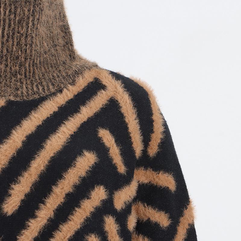 Women's High-End Mink Fur Stand-Up Collar Pullover Sweater, Autumn/Winter 2025 Collection.