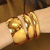 Fashion Titanium Steel Metal Texture Couple Bracelet Bracelet, Large Glossy Exaggerated Design, High-End Women'S Jewelry