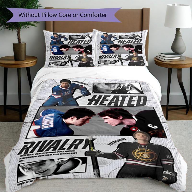 3pcs Duvet Cover Set (1*Duvet Cover + 2*Pillowcase, Without Core), Heated Rivalry Print Bedding Set, Bedroom Decor, All‑Season, Birthday Gift