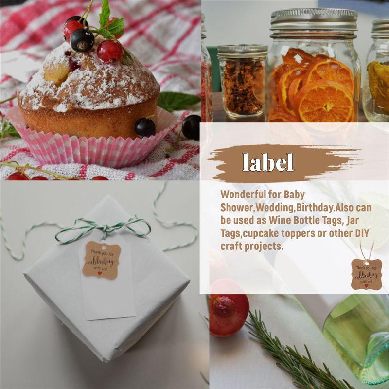 A20F-100 Pcs Thank You For Celebrating With Us Tags Kraft Paper Gift Wrap Tags With Natural Jute Twine For Baby Shower,Christmas