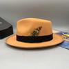 2023 Sombrero Fedora de Lana Sintética para Hombre Mujer Ala Ancha Accesorios de Lazo Pluma Otoño Invierno Caballero Sombrero Panamá Jazz