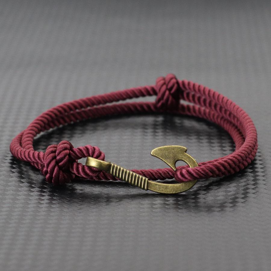 Vintage Fish Hook Boat Anchor Men Bracelet Casual Adventure Accessories Male Double Layer Adjustable Jewellery Gift