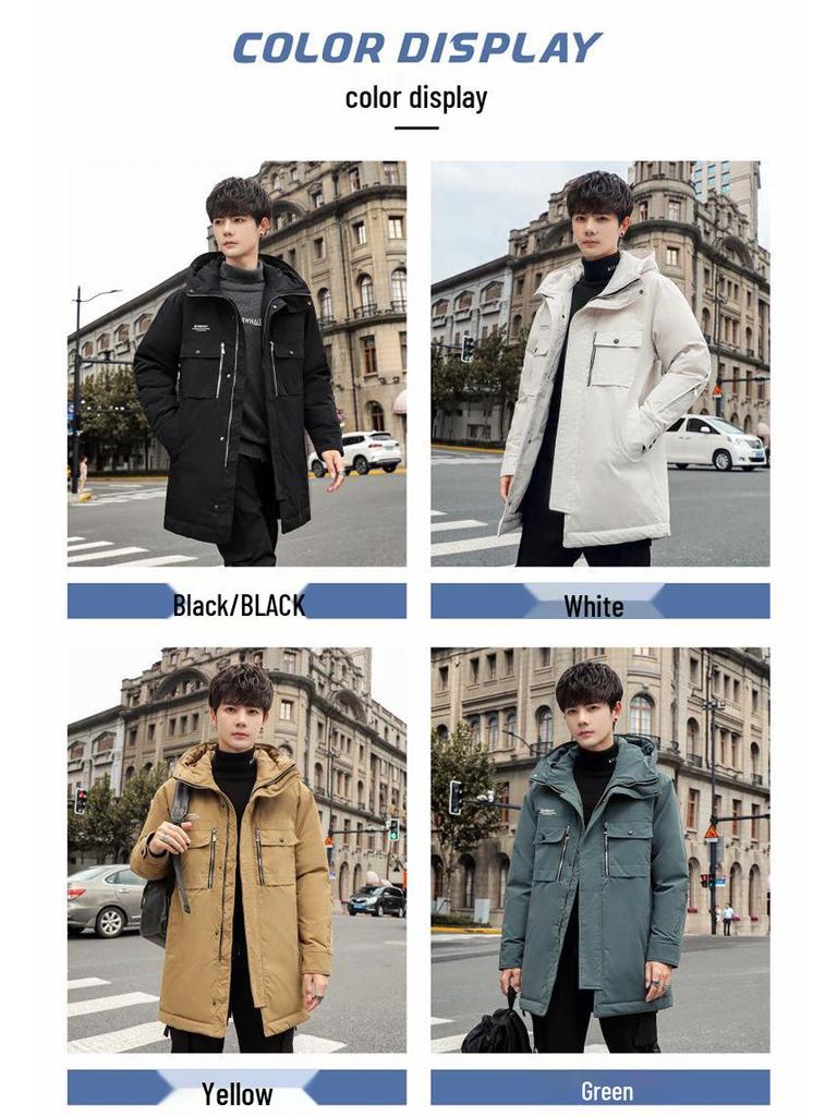 2025 Herren Mittellange Verdickte Warme Daunenjacke für Schüler und Oberstufenschüler