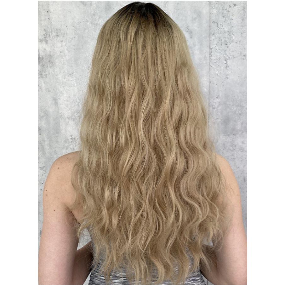 Women's 68cm Wig Simulated Hair Long Curly Hair Black and Gold Hair Rose Hair Net Full Head Cover Headwear Beauty Decoration Wig