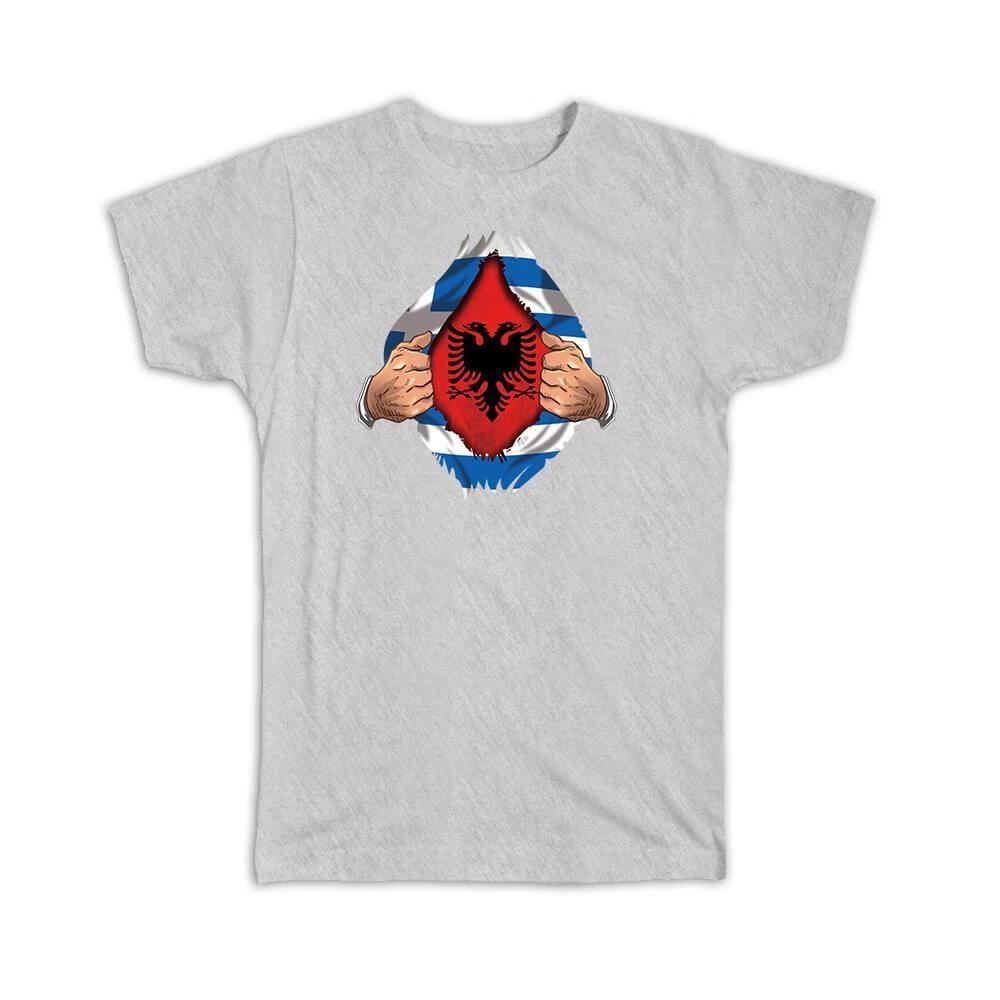 Gift T-Shirt : Albania Greek Flag Albanian Chest S
