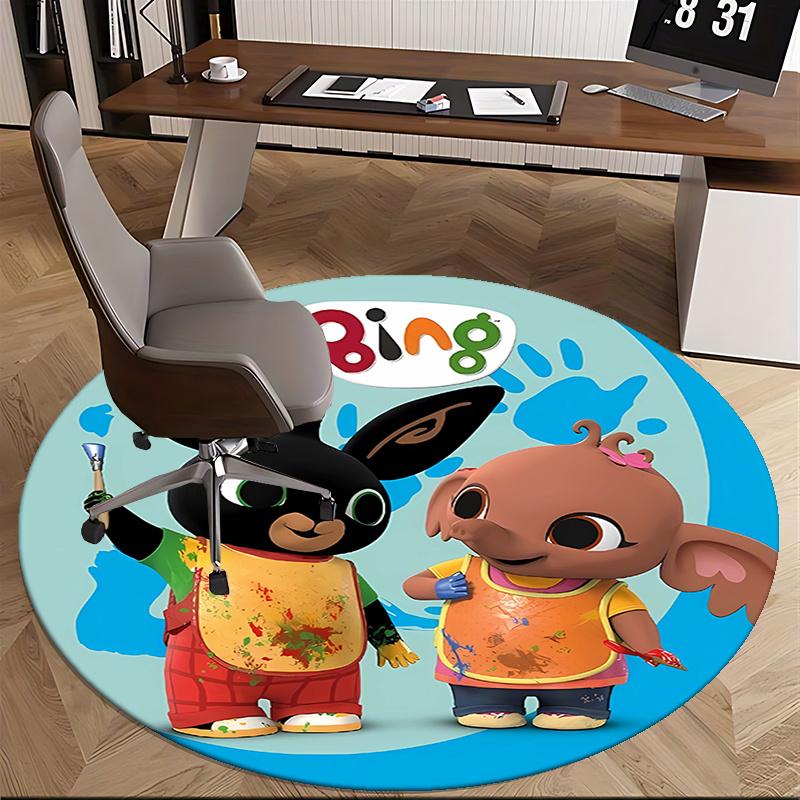 Bing Bunny,Painting Supplies Chair Mat Round Rug Office Carpet, Machine Washable, Non Slip, Suitable for Living Rooms, Bedrooms