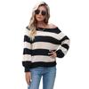 Vintage-Mode Eleganter lässiger Herbst- und Winter-Lazy Wind-Langarm-Streifenpullover für Damen