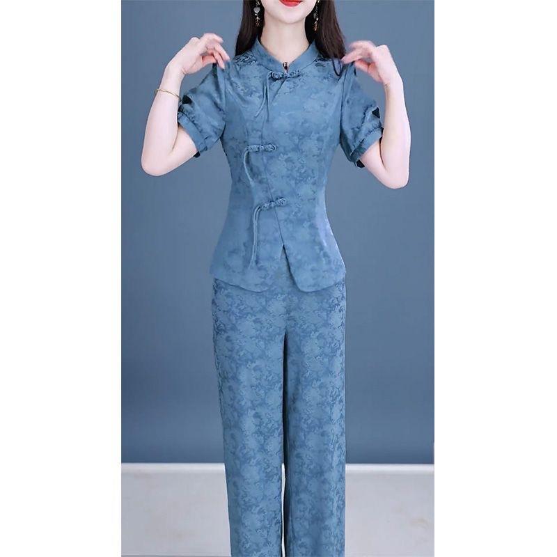 Traditional Chinese Retro Fashion Set - Elegant Two-Piece Set for Women in Summer with Graceful Style