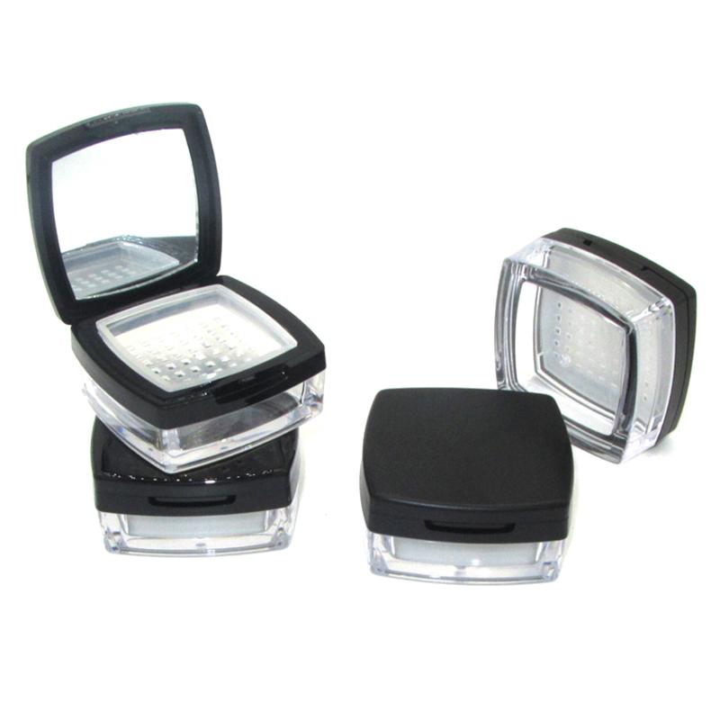 6G Plastic Loose Jar With Sifter Empty Cosmetic Container Black Matte Cap Makeup Compact Portable Loose Box