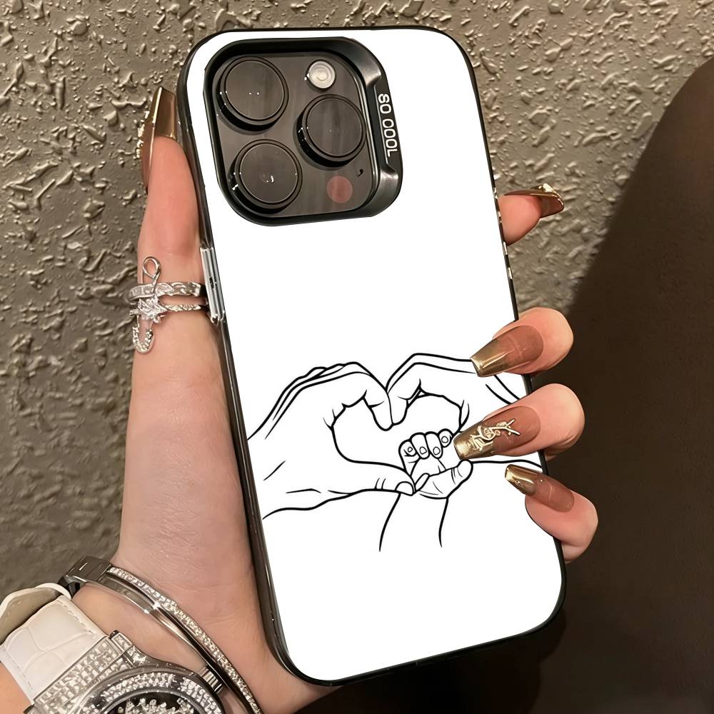 B-Baby Mom daughte Son Dad Hand Phone Case For iPhone17,16,15,14,13,12,11 Plus,Pro Max,XS,Colorful Silver Phone case Funda Cover