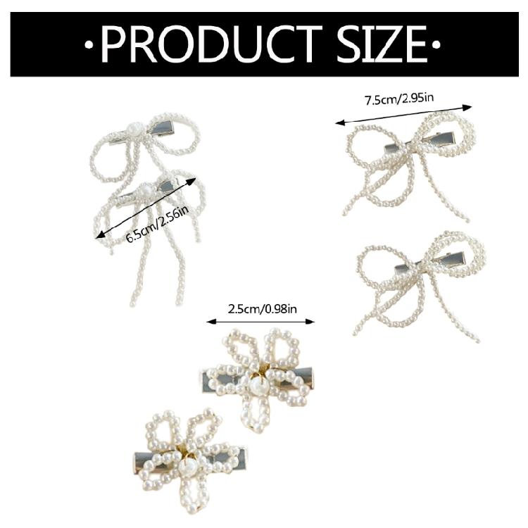 2PCS Hair Clip Artificial Pearls Flower Hairpin Side Bangs Clip Shopping Sidepin Side Pin Lady Hair Styling Tool