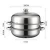 With Lid Stainless Steel Steamer 28cm Steamed Fish Bun Pot Soup Steam Pot  Induction Cooker Gas