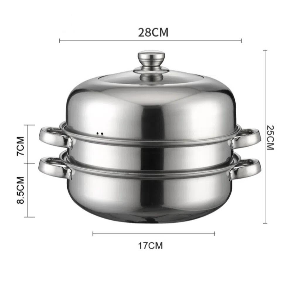 With Lid Stainless Steel Steamer 28cm Steamed Fish Bun Pot Soup Steam Pot  Induction Cooker Gas