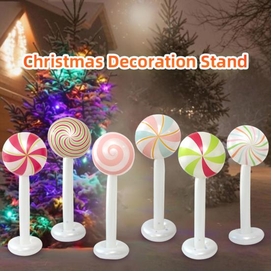 Inflatable Candy Cane Christmas Lollipop Decor 47.2 Inch PVC Outdoor Indoor Party Decoration Festive Photo Prop for Yard Home Store