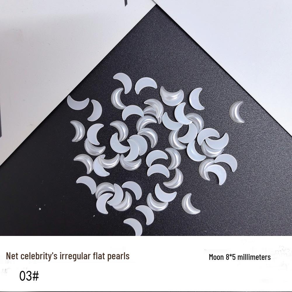 Mini Nail Art Pearls: Irregular Heart, Water Drop, Moon Flat Back Rhinestones for DIY Handmade Nail Jewelry