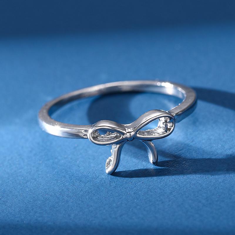 Luxury Fashionable Minimalist Bow Finger Color Ring For Women Trendy Design Party Fashion Girlfriend Gifts