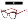 New cat eye hollow color matching flat mirror metal European and American glasses frame fashionable advanced sense anti-blue glasses