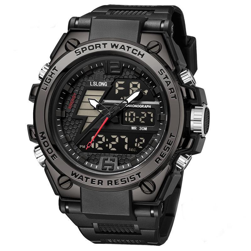 Men's Watches Sports Outdoor Waterproof Wristwatch Date Multi Function LED Alarm Stopwatch