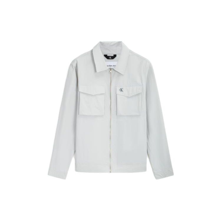 Calvin Klein Casual Commuter Zip Collar Work Shirt Jacket Men Jackets Coconut-Gray J323682-PSX