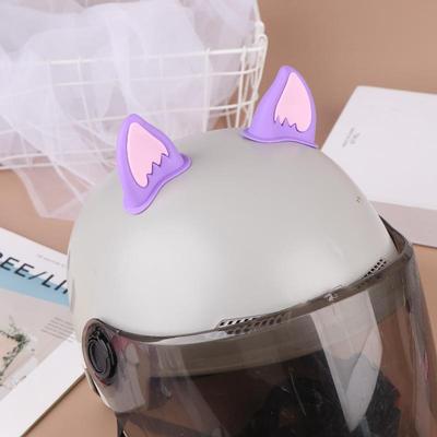 2Pcs Cat Ear Helmet Decorations - Adhesive Ear Accessories for Motorcycle, Scooter, Bicycle & Skateboarding Helmets