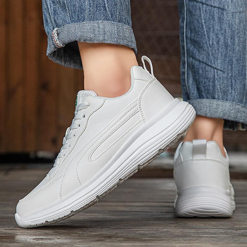Herbst und Winter schwarze Deodorant-Sneaker Leder wasserdichte Schuhe leichte weiche Sohle Freizeitschuhe Laufschuhe Student