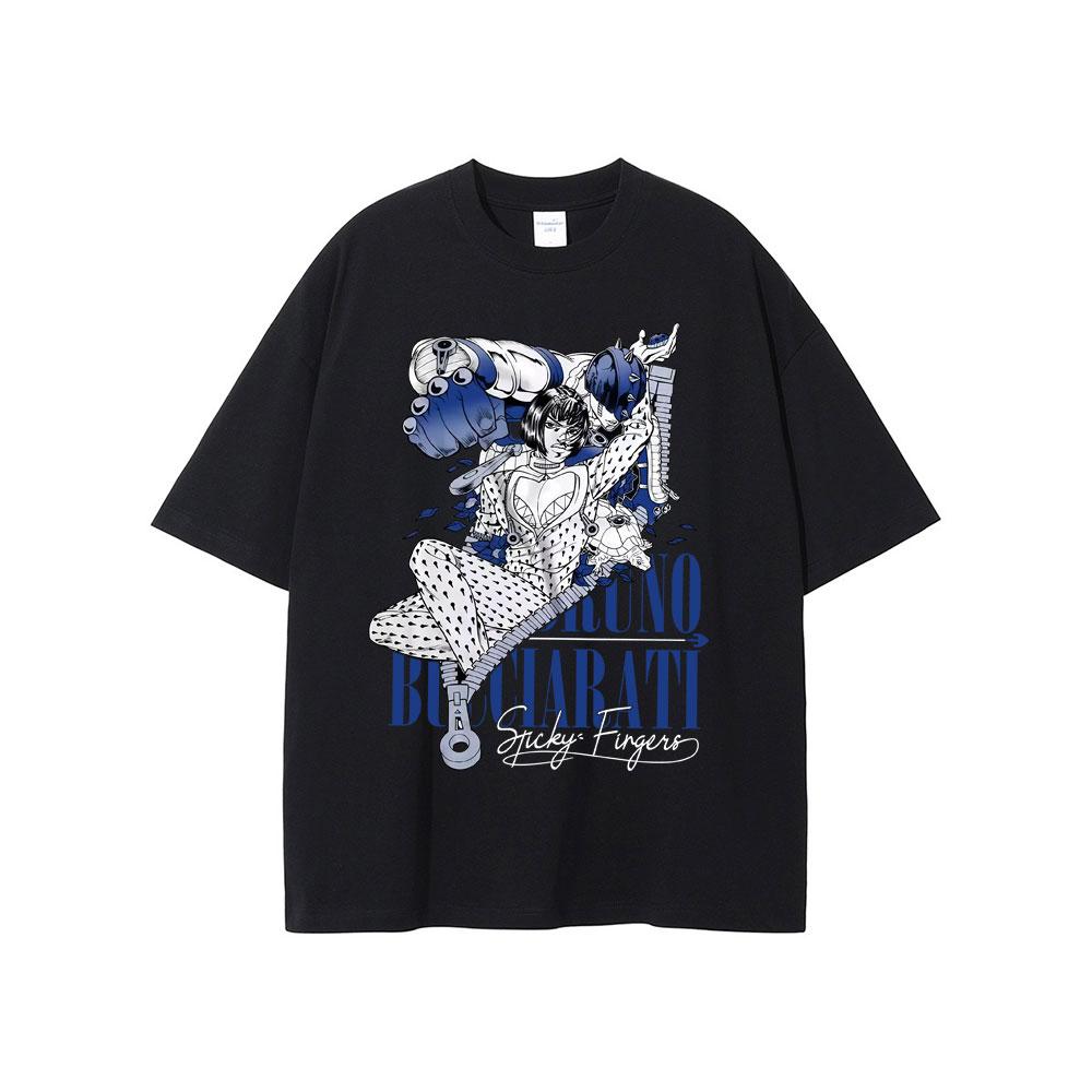 

Anime Jojo Bizarre Adventure Giorno Giovanna Graphic T-shirts Men Women Clothing Manga Vintage Harajuku Short Sleeve T Shirts M чорний