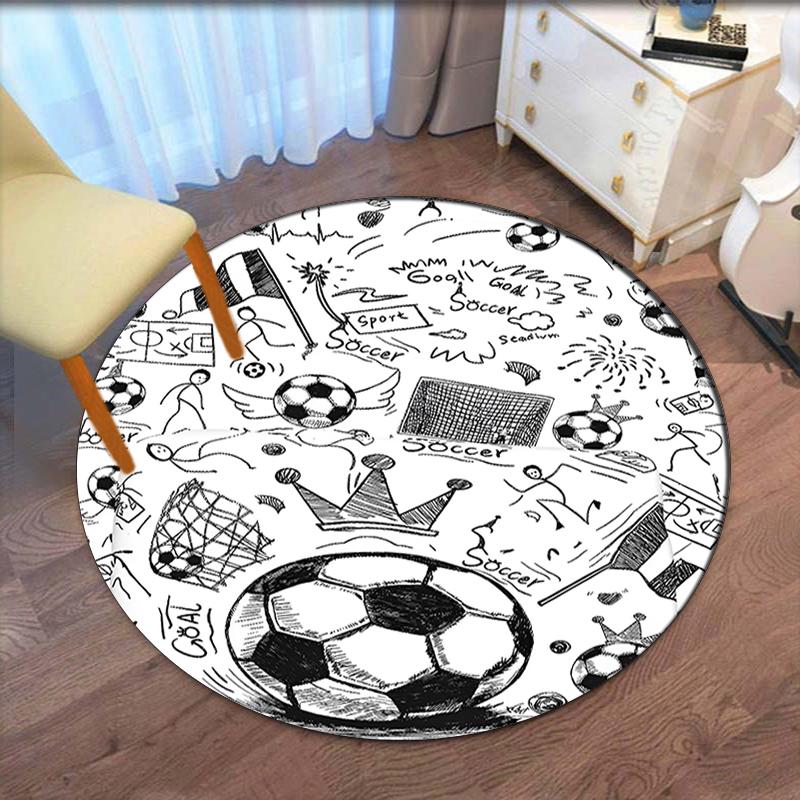 Fußball bedruckter runder Teppich Teppich Stuhlteppich Läufer Eingang Fußmatten, für Bürostuhl Wohnzimmer Schlafzimmer Küche.