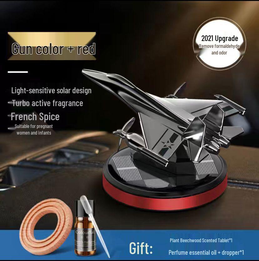 Solar-Powered Airplane Car Perfume - Innovative Men's Car Ornament for Center Console