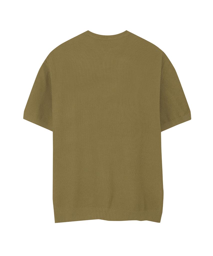 IRONYPORNO WHITELINE 86-Iro355 Basic One-Button Round Short Sleeve Knit Khaki Brown