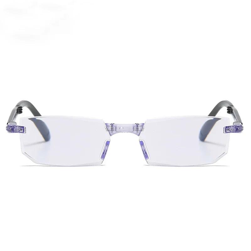 Frameless Foldable Anti Blue Light Reading Glasses with Smart Zoom Ultra Light Comfortable for Men Women