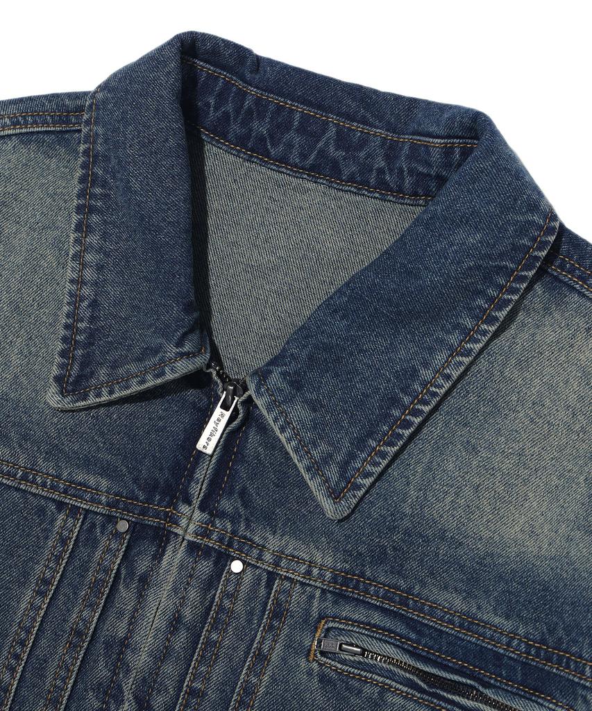 RAYFIKERS Brush Cut Denim Jacket Mq1Ju019_Indigo