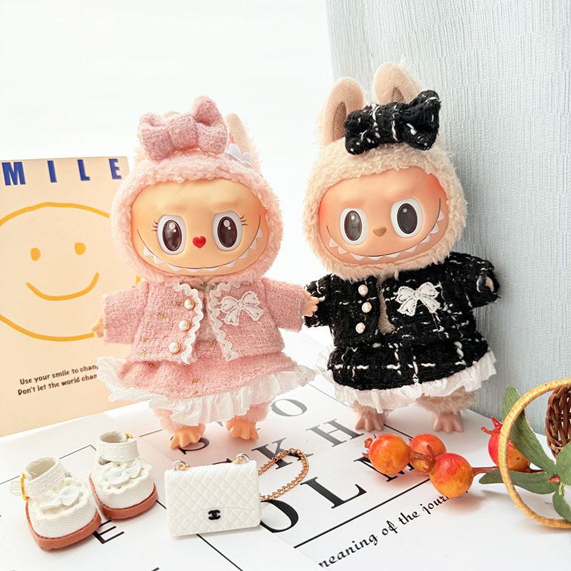 Doll Clothes Exclusive: 17cm Labubu Pendant Keychain with Little Fragrant Style Skirt